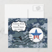 USN Marine Red datum en ster Aankondigingskaart (Voorkant / Achterkant)