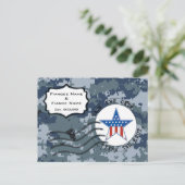 USN Marine Red datum en ster Aankondigingskaart (Staand voorkant)