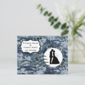 USN Marine Reddingsdatum & Bruid en Bruidegom Aankondigingskaart (Staand voorkant)