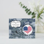 USN Marine Save de datum & Amerikaans hart Aankondigingskaart (Staand voorkant)