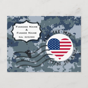 USN Marine Save the Date & Amerikaans Hart Aankondigingskaart