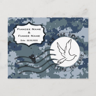 USN Marine Save the Date & Duif Aankondigingskaart