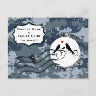 USN Marine Save the Date en Liefdesvogels Aankondigingskaart
