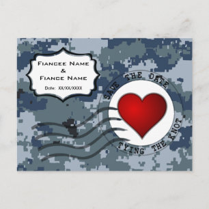 USN Marine Save the Date & Hart Aankondigingskaart