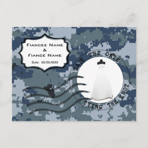 USN Marine Trouwdatum & Trouwjurk Aankondigingskaart