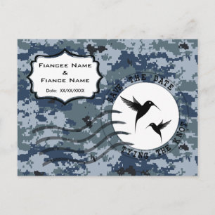 USN Navy Save the Date & Love Birds Aankondigingskaart