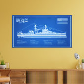 USS Arizona - Schip Blauwdruk Plannen ABD Canvas Afdruk (Insitu (Woonkamer))