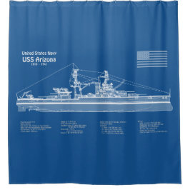 USS Arizona - Schip Blauwdruk Plannen ABD Douchegordijn