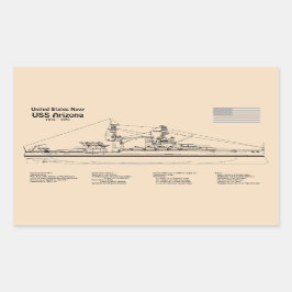 USS Arizona - Schip Blauwdruk Plannen SD Rechthoekige Sticker