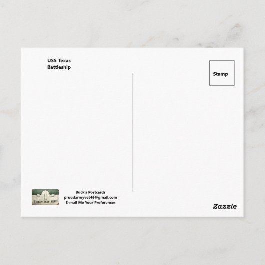 USS Battleship Texas Briefkaart (Achterkant)
