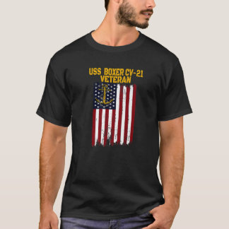 USS Boxer CV-21 Vliegtuig Drager Veteranen Dag Pap T-shirt