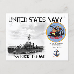 USS BUCK DD-761 DESTROYER - BRIEFKAART