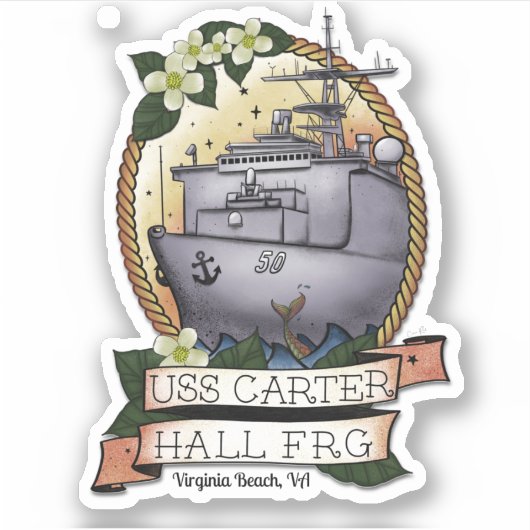 USS Carter Hall 3 x 3 Sticker (Voorkant)
