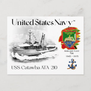 USS CATAWBA ATA-210 HULPSLEEPBOOT BRIEFKAART