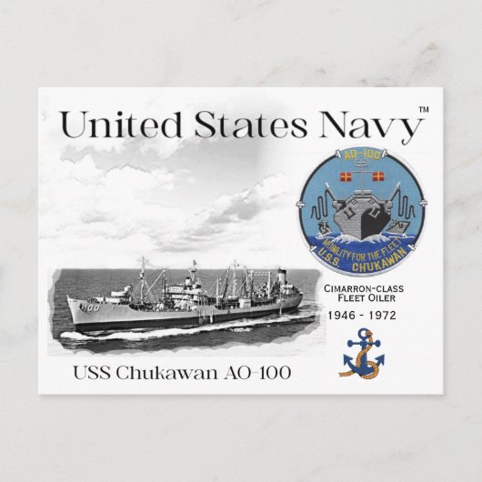 USS CHUKAWAN AO-100 FLEET OILER - CARTE POSTALE (Devant)