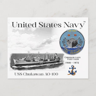 USS CHUKAWAN AO-100 VLOOT OLIE TANKSCHIP - ANSICHT BRIEFKAART