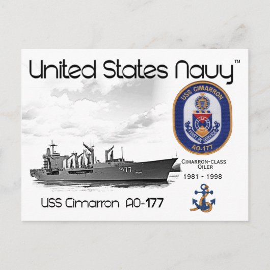 USS CIMARRON AO-177 OILER - CARTE POSTALE (Devant)
