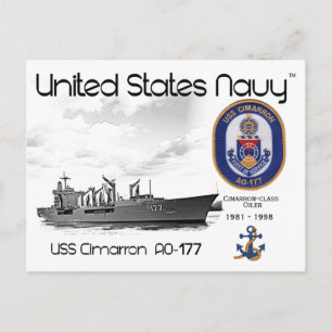 USS CIMARRON AO-177 OLIER - ANSICHTKAART BRIEFKAART
