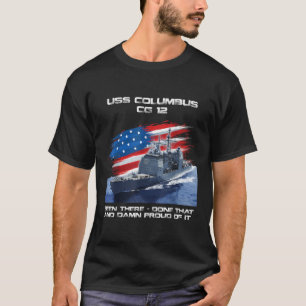 USS Columbus CG 12 Class Cruiser Amerikaanse Vlag T-shirt