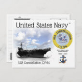 USS CONSTELLATION CV-64 VLIEGTUIG Briefkaart (Voorkant / Achterkant)