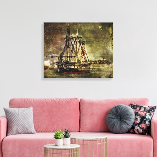 USS CONSTITUTIE CANVAS AFDRUK (Insitu (Woonkamer))