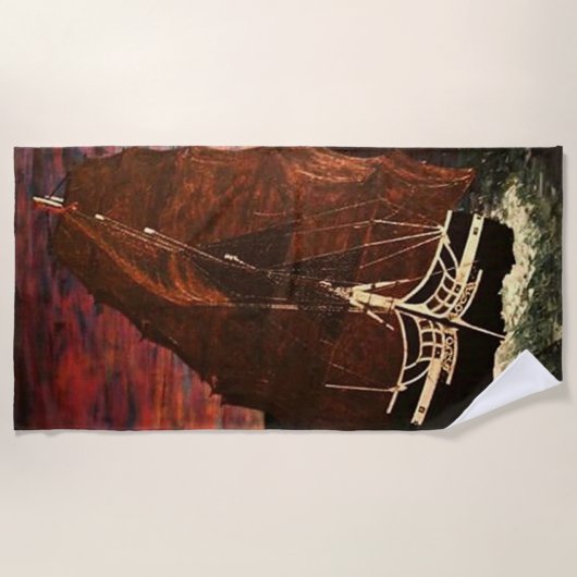 USS CONSTITUTION ANCIENNE SERVIETTE DE PLAGE EN FE (Devant)