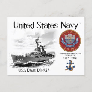 USS DAVIS DD-937 DESTROYER - BRIEFKAART