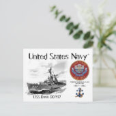 USS DAVIS DD-937 DESTROYER - BRIEFKAART (Staand voorkant)