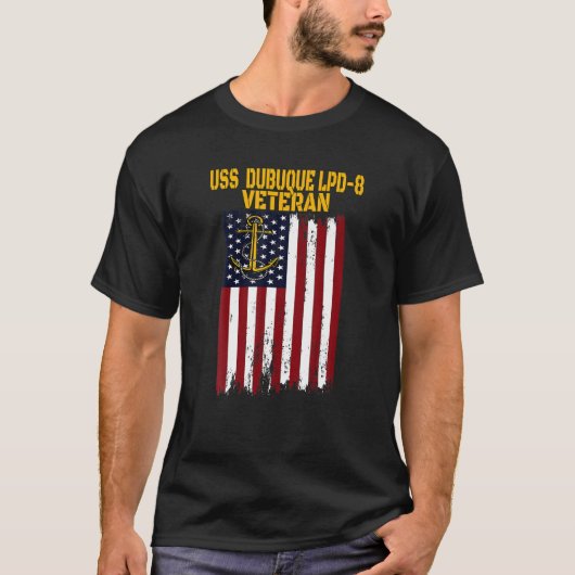 USS Dubuque LPD-8 Amphibious Transport Docks Veter T-shirt (Voorkant)