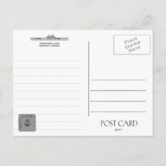 USS ENTERPRISE CV-6 VLIEGTUIG CARRIER - Briefkaart (Achterkant)