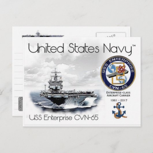 USS ENTERPRISE CVN-65 - CARTE POSTALE (Devant / Derrière)