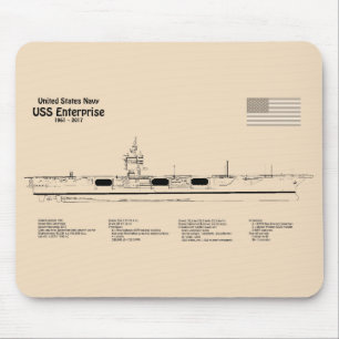 USS Enterprise - Scheepsblauwdruk Plannen SD Muismat
