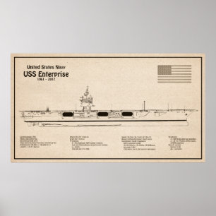 USS Enterprise - Scheepsblauwdruk Plannen SD Poster