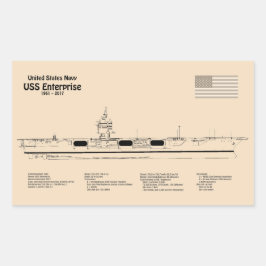 USS Enterprise - Scheepsblauwdruk Plannen SD Rechthoekige Sticker
