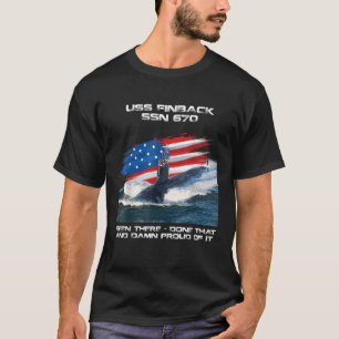 USS Finback SSN 670 Amerikaanse vlag onderzeeboot T-shirt
