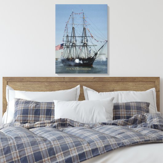 USS Grondwet Firming Cannons Canvas Afdruk (Insitu (Slaapkamer))