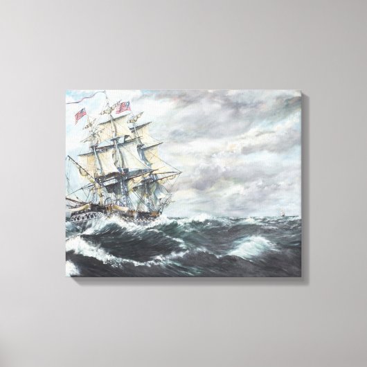 USS-grondwet leidt naar HM Frigate Guerriere Canvas Afdruk (Voorkant)