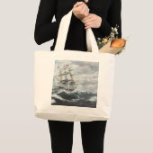 USS-grondwet leidt naar HM Frigate Guerriere Grote Tote Bag (Voorkant (product))