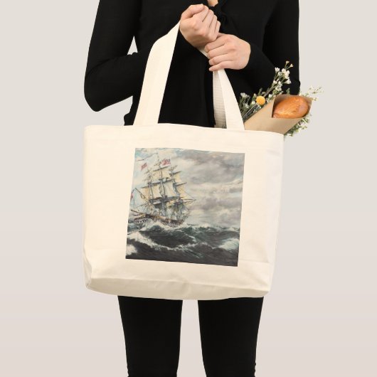USS-grondwet leidt naar HM Frigate Guerriere Grote Tote Bag (Voorkant (product))