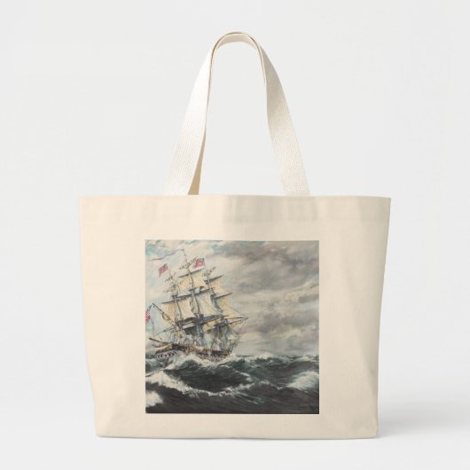 USS-grondwet leidt naar HM Frigate Guerriere Grote Tote Bag (Voorkant)