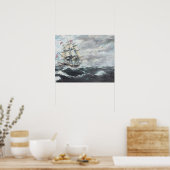 USS-grondwet leidt naar HM Frigate Guerriere Poster (Keuken)