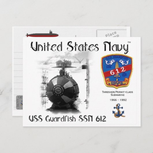 USS GUARDFISH SSN-612 BRIEFKAART (Voorkant / Achterkant)