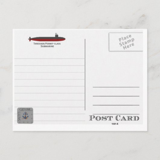 USS GUARDFISH SSN-612 BRIEFKAART (Achterkant)