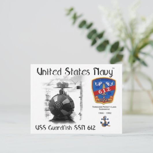 USS GUARDFISH SSN-612 BRIEFKAART (Staand voorkant)