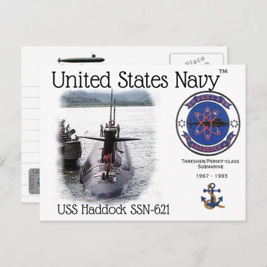 USS HADDOCK SSN-621 ONDERZEEËR BRIEFKAART (Voorkant / Achterkant)