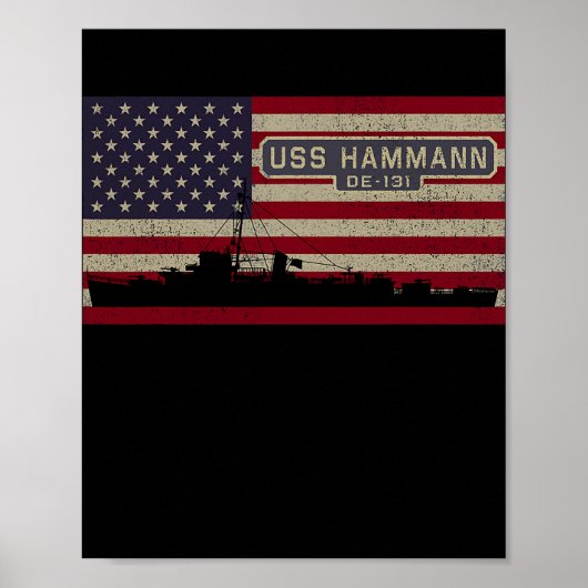 USS Hammann DE 131 WW2 Amerikaanse vlag Poster (Voorkant)