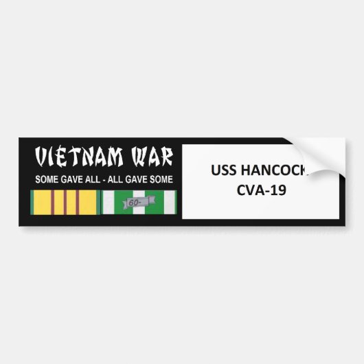 USS HANCOCK VIETNAM WAR VETERAN BUMPERSTICKER (Voorkant)