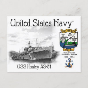 USS HUNLEY AS-31 ONDERZEEËR AANBESTEDEND BRIEFKAAR BRIEFKAART