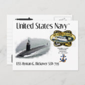 USS HYMAN G. RICKOVER SSN-795 SUBMARINE a BRIEFKAA Briefkaart (Voorkant / Achterkant)