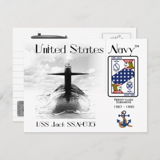 USS JACK SSN-605 SOUS-MARINE - CARTE POSTALE (Devant / Derrière)